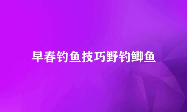早春钓鱼技巧野钓鲫鱼