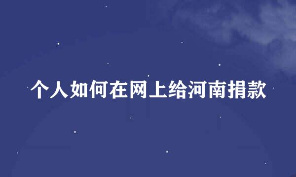 个人如何在网上给河南捐款