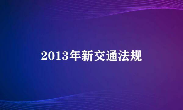 2013年新交通法规