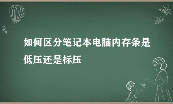 如何区分笔记本电脑内存条是低压还是标压