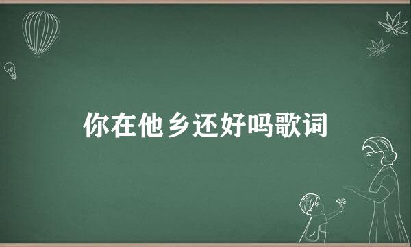 你在他乡还好吗歌词