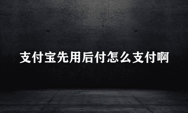 支付宝先用后付怎么支付啊