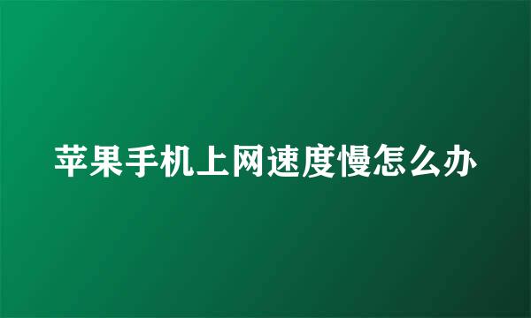 苹果手机上网速度慢怎么办