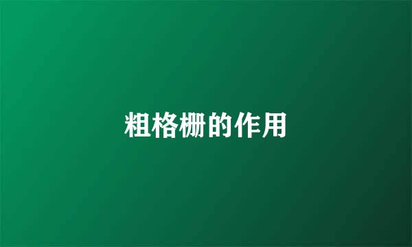 粗格栅的作用