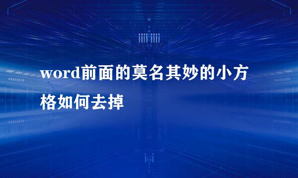 word前面的莫名其妙的小方格如何去掉