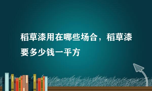稻草漆用在哪些场合，稻草漆要多少钱一平方