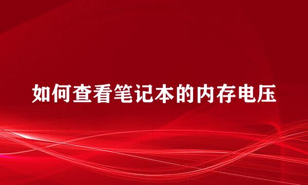 如何查看笔记本的内存电压