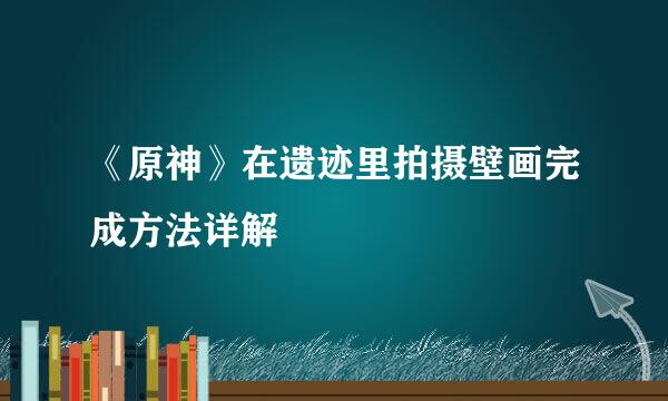 《原神》在遗迹里拍摄壁画完成方法详解