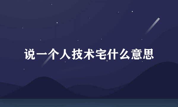 说一个人技术宅什么意思