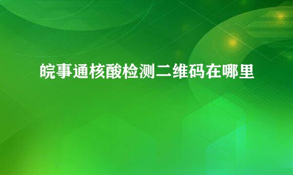 皖事通核酸检测二维码在哪里