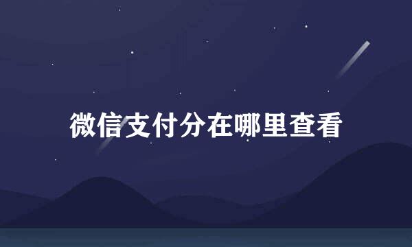 微信支付分在哪里查看