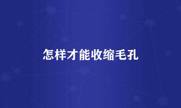 怎样才能收缩毛孔