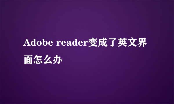 Adobe reader变成了英文界面怎么办
