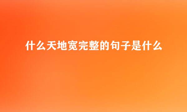 什么天地宽完整的句子是什么