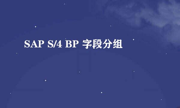 SAP S/4 BP 字段分组