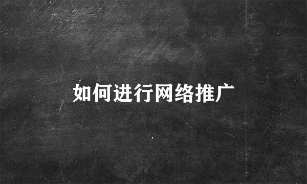 如何进行网络推广