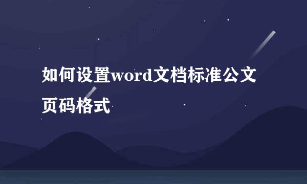 如何设置word文档标准公文页码格式
