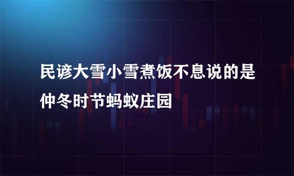 民谚大雪小雪煮饭不息说的是仲冬时节蚂蚁庄园