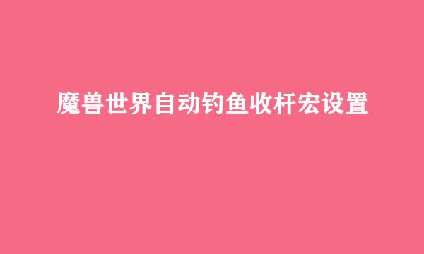 魔兽世界自动钓鱼收杆宏设置