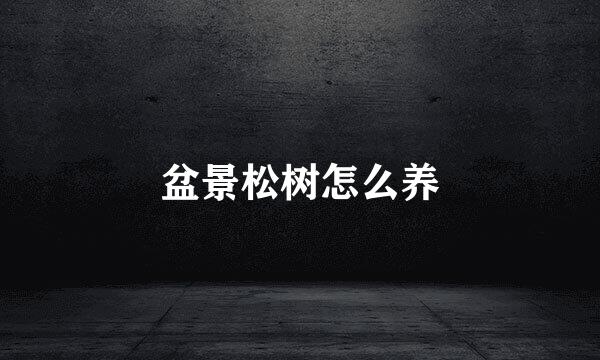 盆景松树怎么养