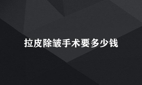 拉皮除皱手术要多少钱
