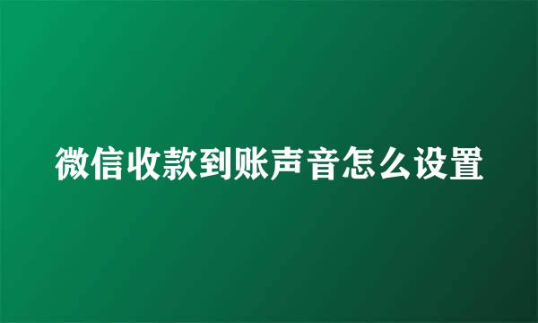 微信收款到账声音怎么设置
