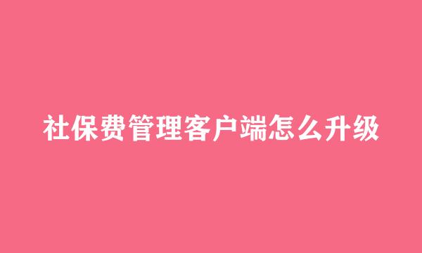 社保费管理客户端怎么升级