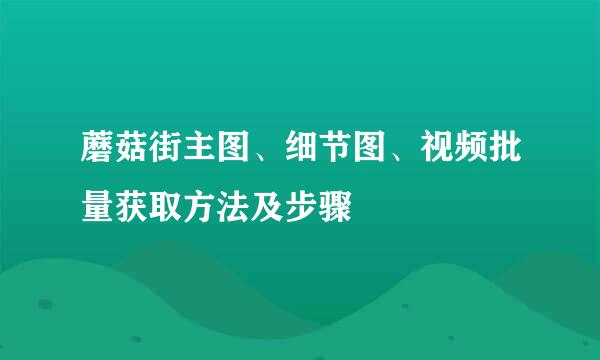 蘑菇街主图、细节图、视频批量获取方法及步骤