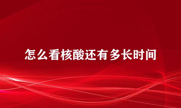 怎么看核酸还有多长时间
