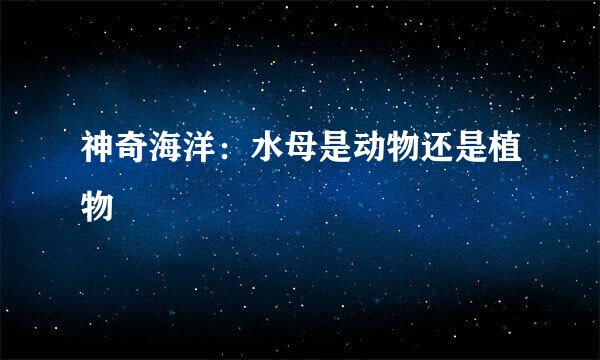神奇海洋：水母是动物还是植物