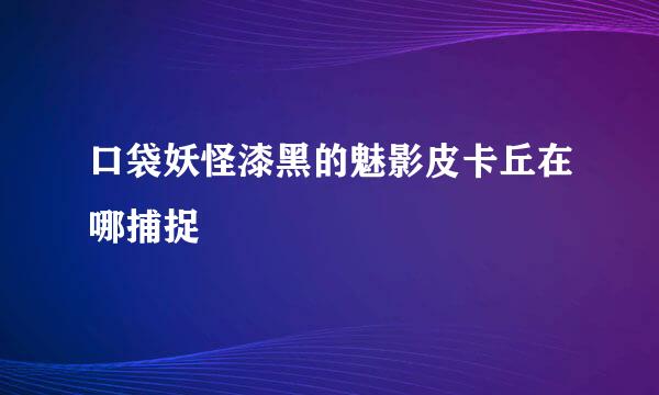 口袋妖怪漆黑的魅影皮卡丘在哪捕捉