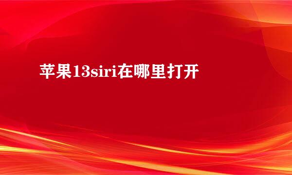 苹果13siri在哪里打开