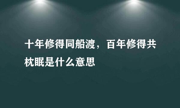 十年修得同船渡，百年修得共枕眠是什么意思