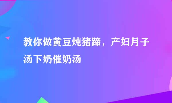 教你做黄豆炖猪蹄，产妇月子汤下奶催奶汤