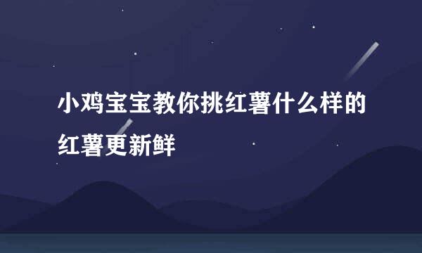 小鸡宝宝教你挑红薯什么样的红薯更新鲜