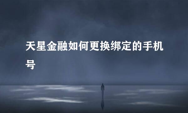 天星金融如何更换绑定的手机号