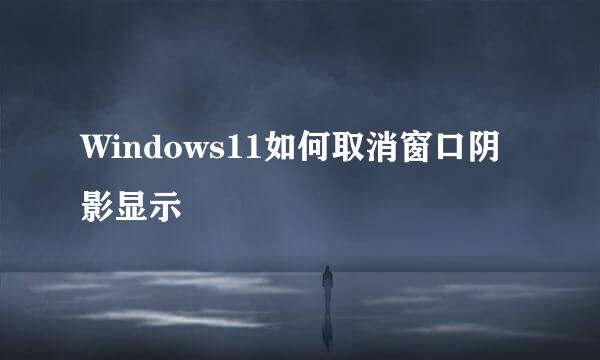Windows11如何取消窗口阴影显示
