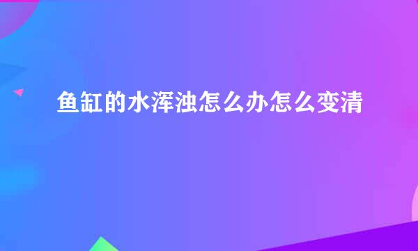 鱼缸的水浑浊怎么办怎么变清
