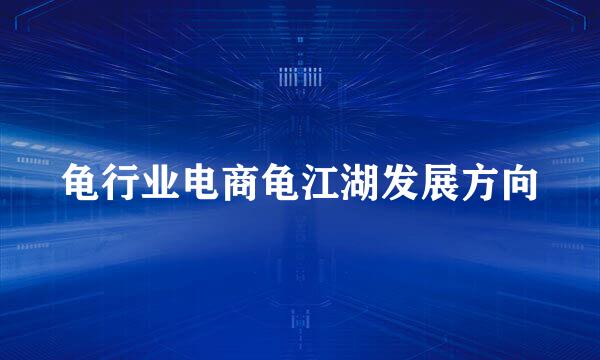龟行业电商龟江湖发展方向