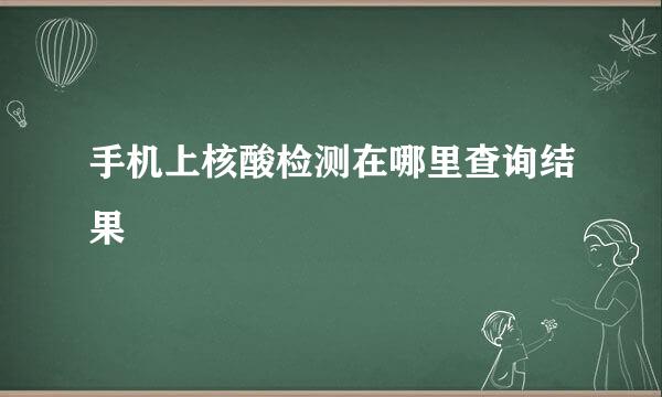 手机上核酸检测在哪里查询结果