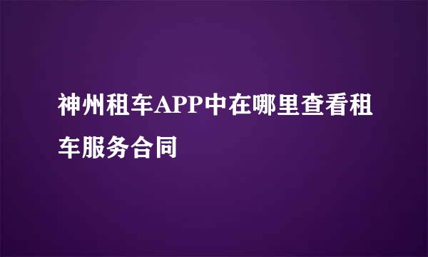 神州租车APP中在哪里查看租车服务合同
