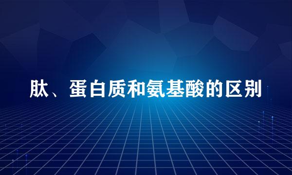 肽、蛋白质和氨基酸的区别