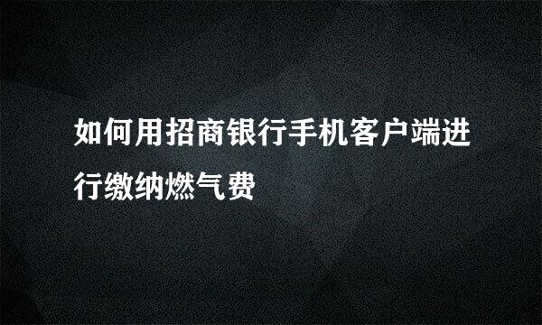 如何用招商银行手机客户端进行缴纳燃气费