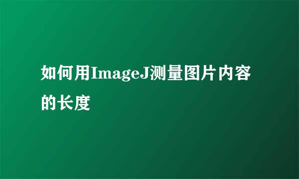 如何用ImageJ测量图片内容的长度