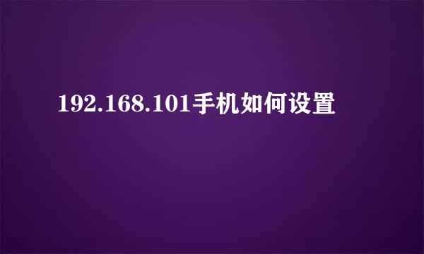 192.168.101手机如何设置