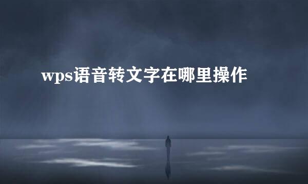 wps语音转文字在哪里操作