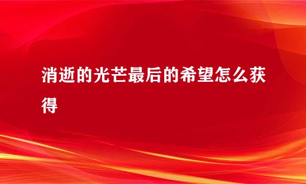 消逝的光芒最后的希望怎么获得
