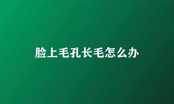 脸上毛孔长毛怎么办