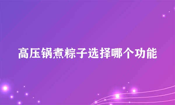高压锅煮粽子选择哪个功能