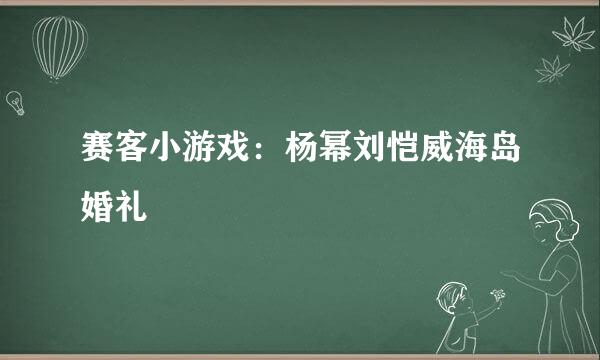 赛客小游戏：杨幂刘恺威海岛婚礼